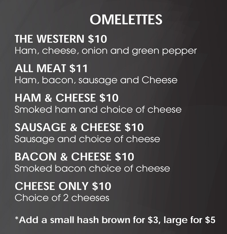 Omelettes Menu at Lottie's Cafe, Collinsville's Hidden Gem